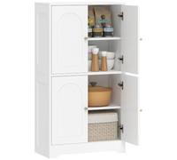 HOMCOM Armoire de Cuisine avec 2 Étagères Réglables Blanc 60x30x110 cm | Armoire haute, buffet cuisine, 4 portes arquées, pour salon, rangement alimentaire