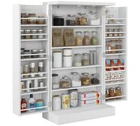HOMCOM, armoire de cuisine avec 5 étagères centrales et 2 étagères latérales, 6 niveaux, en MDF, dimensions : 60 x 30 x 104 cm, couleur : blanc