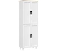 HOMCOM Armoire de Cuisine Buffet 4 Portes 60 x 30 x 170,5 cm Blanc | Buffet Cuisine, Vaisselier, Armoire de Rangement, Multi-Rangements, Étagères Réglables, Style Moderne