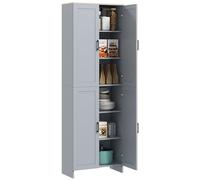 HomCom Armoire de cuisine moderne 4 portes, étagères réglables 60×30×170,5 cm Gris