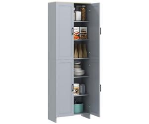 HOMCOM Armoire de Cuisine Buffet 4 Portes 60 x 30 x 170,5 cm Gris | Buffet Cuisine, Vaisselier, Armoire de Rangement, Multi-Rangements, Étagères Réglables, Style Moderne