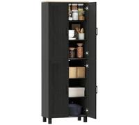 HOMCOM Armoire de Cuisine Buffet 4 Portes 60 x 30 x 170,5 cm Noir | Buffet Cuisine, Vaisselier, Armoire de Rangement, Multi-Rangements, Étagères Réglables, Style Moderne