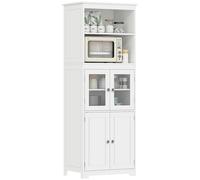 HOMCOM Armoire de cuisine buffet 4 portes dont 2 portes vitrées H162 cm avec étagères réglables - MDF - blanc
