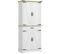 HOMCOM Armoire de cuisine buffet cuisine, 4 portes, 6 étagères à porte,1 tiroir et étagères réglables 76,5 x 40 x 181 cm blanc