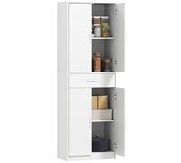 HOMCOM Armoire de Cuisine Buffet Cuisine Style Moderne vaisselier avec placards à Portes, étagères réglables et tiroir, Meuble de Rangement pour Salle à Manger, Salon, 60 x 35 x 180 cm, Blanc