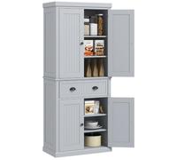 HOMCOM Armoire de Cuisine Buffet Cuisine Style Moderne vaisselier avec placards à Portes, étagères réglables et tiroir, Meuble de Rangement pour Salle à Manger, Salon, 76,2 x 40,2 x 183 cm, Gris
