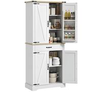 HOMCOM Armoire de Cuisine Buffet Cuisine vaisselier Meuble de Rangement avec 4 Portes, 6 étagères à Porte,1 tiroir et étagères réglables, 76,5 x 40 x 181 cm, Blanc