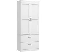 HOMCOM Armoire de cuisine buffet cuisine vaisselier meuble de rangement avec placard, 2 tiroirs et étagères réglables, gris