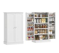 Armoire meuble de cuisine - HOMCOM - 2 portes avec 5 étagères et 12 porte-épices - 60 x 30 x 104 cm - blanc