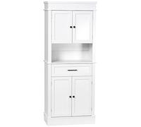 HOMCOM Armoire de Cuisine Buffet Cuisine vaisselier Meuble de Rangement Style Moderne avec placards, étagères réglables, tiroir, et Niche, pour Salle à Manger, Salon, 74 x 39,5 x 183 cm, Blanc