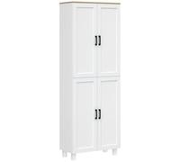 HOMCOM Armoire de Cuisine Buffet Cuisine vaisselier Meuble de Rangement Style Moderne Multi-rangements avec 4 Portes et étagères réglables, 60 x 30 x 170,5 cm, Blanc