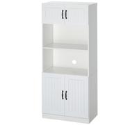 HOMCOM Armoire de cuisine Buffet de cuisine Armoire haute, style campagnard, 2 armoires, 2 étagères, 70 cm x 40 cm x 170 cm Blanc + Noir