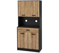 HOMCOM Armoire de cuisine Buffet meuble de rangement, 2 placards 4 portes 1 tiroir, passe-câbles 80L x 40P x 180H cm