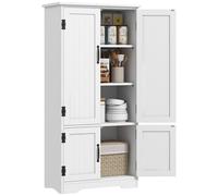 HOMCOM Buffet de cuisine contemporain, 2 placards 3 étagères, MDF, 60x30x123 cm, blanc