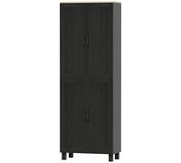 HOMCOM Armoire de cuisine hauteur 170 cm buffet haut avec 4 portes et étagères ajustable, design moderne, noir