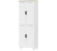 HOMCOM Armoire de cuisine hauteur 170 cm buffet haut avec 4 portes et étagères ajustable, design moderne, blanc