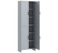 HOMCOM Armoire de cuisine hauteur 170 cm buffet haut avec 4 portes et étagères ajustable, design moderne, gris