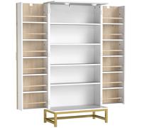 HOMCOM Armoire de cuisine meuble cuisine rangement avec 12 étagères à portes, étagères ajustables, 58x29x119,5cm, blanc