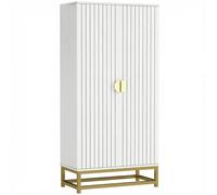 HOMCOM Armoire de cuisine meuble cuisine rangement avec 12 étagères à portes, étagères ajustables, 58x29x119,5cm, blanc