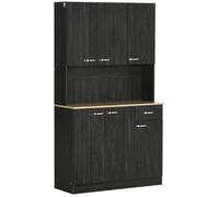 HOMCOM - Armoire de cuisine - Panneaux de particules - 101x39x180cm - Noir