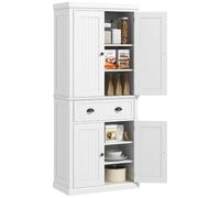 HOMCOM Armoire de Cuisine Vaisselier 76,2 x 40,2 x 183 cm Blanc | Buffet Cuisine, Style Moderne, Placards à Portes, Étagères Réglables, Tiroir, Meuble de Rangement, Salle à Manger, Salon