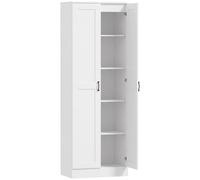 HOMCOM Armoire de provisions 175 cm avec espace de rangement, armoire de cuisine avec portes à fermeture douce et étagères réglables, blanc