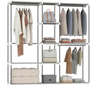 Armoire penderie - HOMCOM - barre de suspension et étagères - tissu non tissé et acier - 182 x 43 x 185 cm - gris