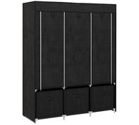 HOMCOM Armoire de Rangement en Tissu Pliable, 125L x 43l x 162.5H cm, Noir | Penderie Armoire Chambre, 5 Étagères, 2 Barres de Suspension, 3 Tiroirs en Tissu