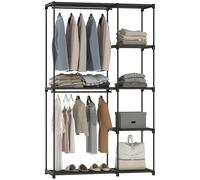 HOMCOM Armoire de Rangement, Penderie en Tissu, Armoire Chambre, Penderie Vêtement avec Barre de Suspension et Étagères, pour Vestiaire, Chambre, Dressing, 111 x 43 x 185 cm, Noir