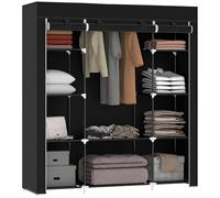 HOMCOM Armoire de Rangement penderie en Tissu, Armoire Chambre Pliable, penderie vêtement avec Barre de Suspension et étagères pour vestiaire, Chambre, Dressing, 150 x 43 x 162,5 cm, Noir