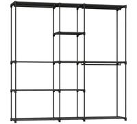HOMCOM Armoire de rangement, penderie en tissu avec barre de suspension et étagères, 182 x 43 x 185 cm, noir