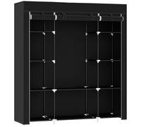 HOMCOM Armoire de rangement penderie en tissu pliable avec barre de suspension et étagères, 150 x 43 x 162,5 cm, noir