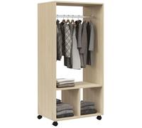 HOMCOM - Armoire de rangement penderie - Panneaux de particules 1 - 60x40x128cm - Bois naturel