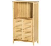 HOMCOM Armoire de Salle de Bain avec Étagère ouverte, Étagère de Rangement pour Salle de Bain, Étagère sur Pied, en Bambou, Naturel, 50 x 25,5 x 92 cm