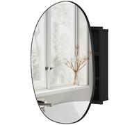 HOMCOM Armoire de Salle de Bain avec Miroir et Rangements, Forme Irrégulière, Montage Mural, pour Salle de Bain, Noir