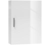 HOMCOM Armoire de Salle de Bain Murale, Meuble de Salle de Bain Suspendu avec étagères réglables en Verre trempé, Gain de Place, pour entrée, 40 x 15 x 55 cm, Blanc Brillant