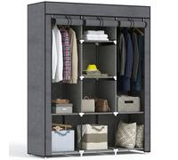 HOMCOM Armoire penderie en Tissu Meuble de Rangement avec Tringle à vêtements et étagères Ouvertes penderie vêtement Dressing pour Chambre à Coucher 125x43x162,5cm Gris foncé