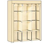 HOMCOM Armoire en Tissu avec Tringle à vêtements, étagères, Fermeture éclair - pour Chambre à Coucher, Dressing, 125 x 43 x 162,5 cm - Beige