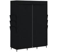 HOMCOM Armoire en tissu gain de place avec 3 tringles, 3 étagères, 6 poches latérales, portes antipoussière zippées, Noir