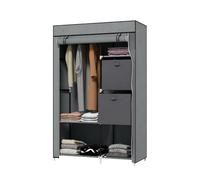 HOMCOM Armoire En Tissu Porte-Vêtements 102x42.5x162.5cm Gris Foncé | Armoire Portable, Unité De Rangement De Vêtements, Barre De Penderie, 2 Tiroirs En Tissu, 5 Compartiments.