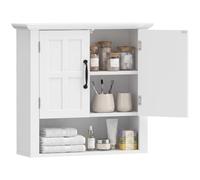 HomCom Armoire haute murale de salle de bain/WC MDF 2 portes 2 étagères 60x20x58 cm Blanc