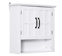 HOMCOM Armoire Haute Murale de Salle de Bain ou WC Placard 2 Portes 2 étagères Niche dim. 60L x 20l x 58H cm MDF Panneaux Particules Blanc