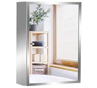 HOMCOM Armoire Miroir Murale de Salle de Bain Acier Inoxydable 3 Niveaux de Rangement 50L x 13l x 40H cm