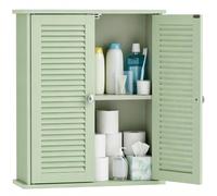 Armoire murale de salle de bain - HOMCOM - 2 portes persiennes et étagère réglable - bois - 60x20x70cm - vert