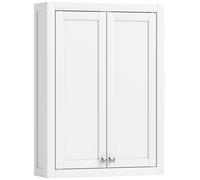 HOMCOM Armoire murale de salle de bain 3 niveaux, meuble de rangement suspendu 2 portes étagère réglable 61 x 20 x 84 cm blanc