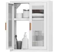 Armoire murale de salle de bain - HOMCOM - 2 portes cannelées, étagère réglable - métal - 40x14x50cm - blanc