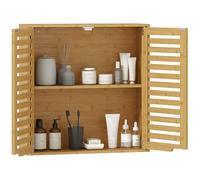 Armoire murale de salle de bain - HOMCOM - 2 compartiments et étagère réglable - en bambou - 60 x 20 x 60 cm - effet bois naturel