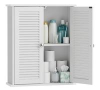 Armoire murale de salle de bain - HOMCOM - 2 portes persiennes et étagère réglable - bois - 60x20x70cm - blanc