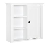 HOMCOM Armoire Murale de Salle de Bain WC 53L x 14,5l x 50,5H cm Blanc | Meuble Suspendu, Placard, 1 Porte, 3 Niches, Bois