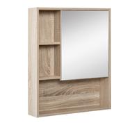 Armoire murale salle de bain avec miroir - kleankin - 5 compartiments, étagère réglable - panneau de particules - 60x15x76cm - chêne